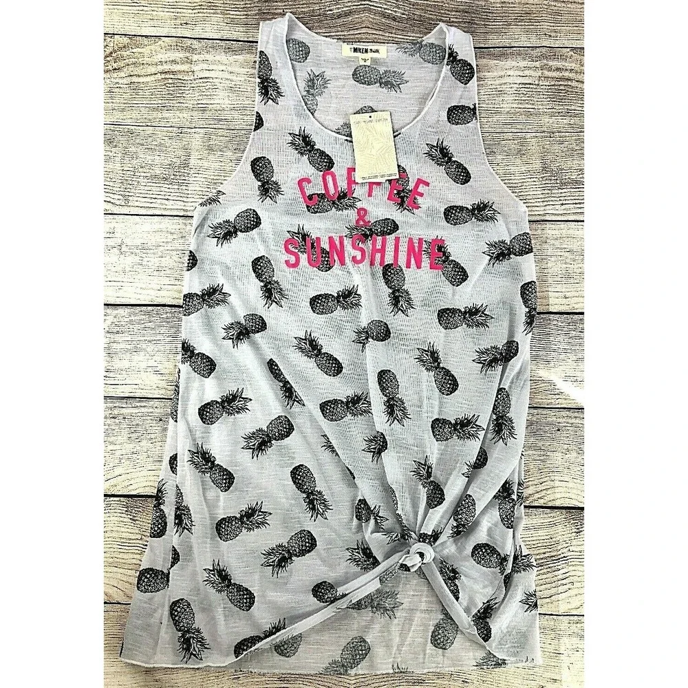 Miken Coffee & Sunshine Pineapple Print Swimsuit Cover-up Size Medium‎ NEW
